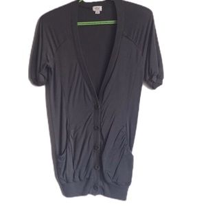 WILFRED Charcoal Grey Plunge Front V- Neck Short Sleeve Button Cardigan Size XXS